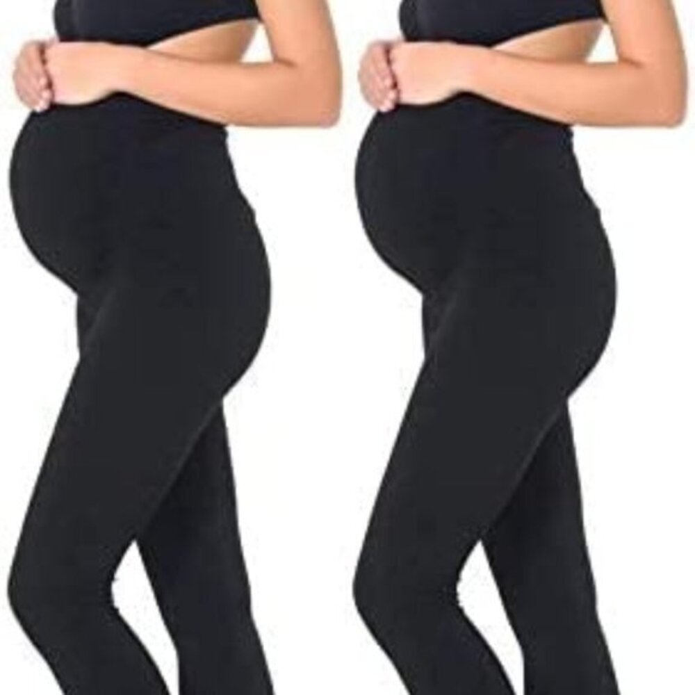 MOTHERS ESSENTIALS Maternity Seamless Leggings Size Large EUC #7369